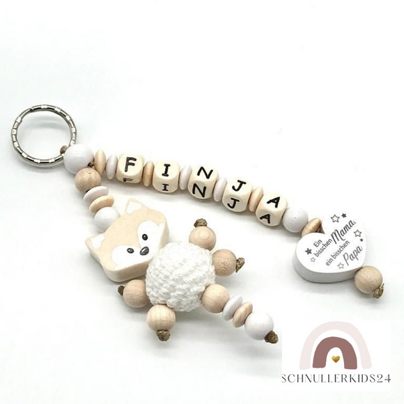 Schlüsselanhänger mit Namen Namensanhänger Taschenbaumler personalisiert Baby Wickeltasche Kita Rucksack Holzbuchstaben Einschulung