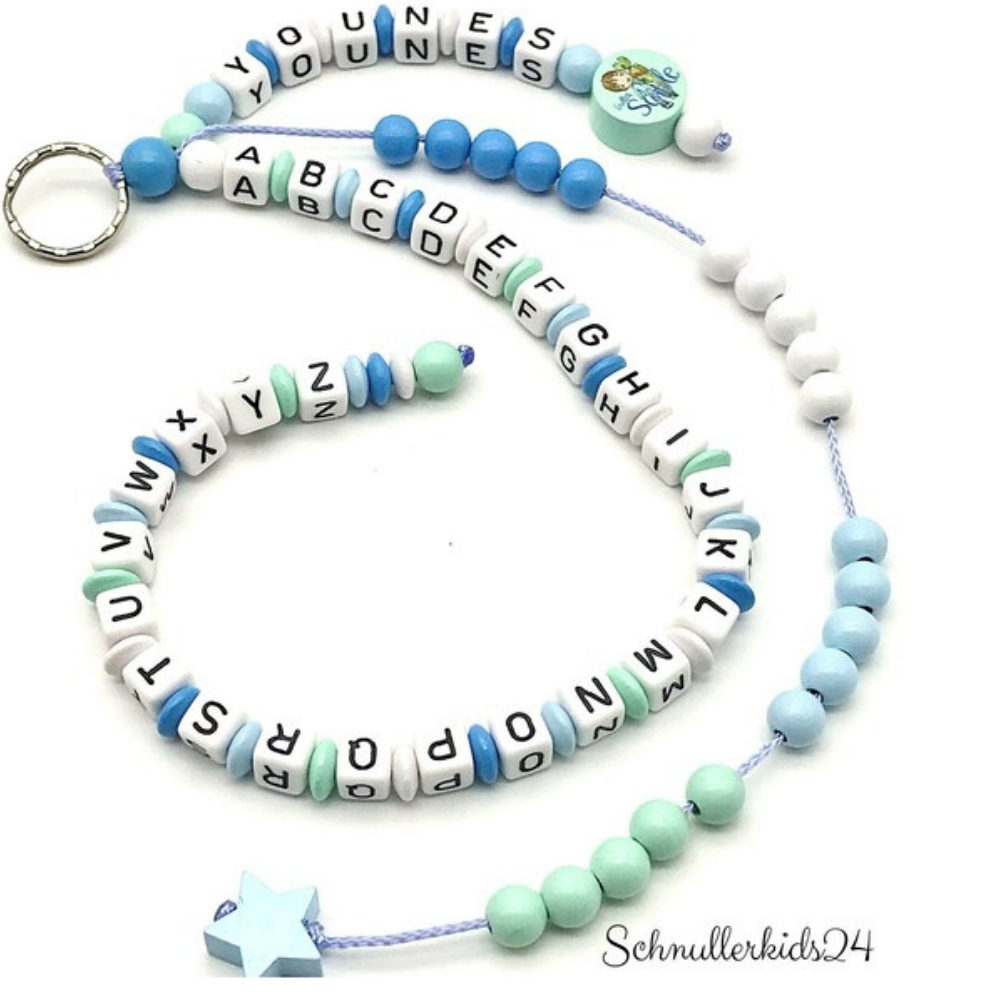 Rechenkette + ABC Kette mit Namen Junge Einschulung Schultüte Lernhilfe Zählkette Rechenwurm Rechenschnur Vorschule 1 Klasse