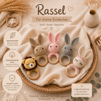 Gehäkelte Babyrassel Hase - Rosa