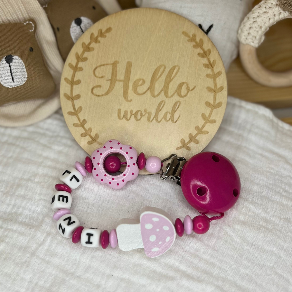 Schnullerkette - Rosa | Weiß | Pink | Blümchen