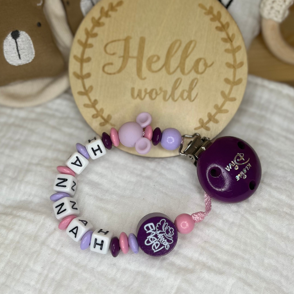 Schnullerkette - Kleine Diva | Mamas Engel | Lila