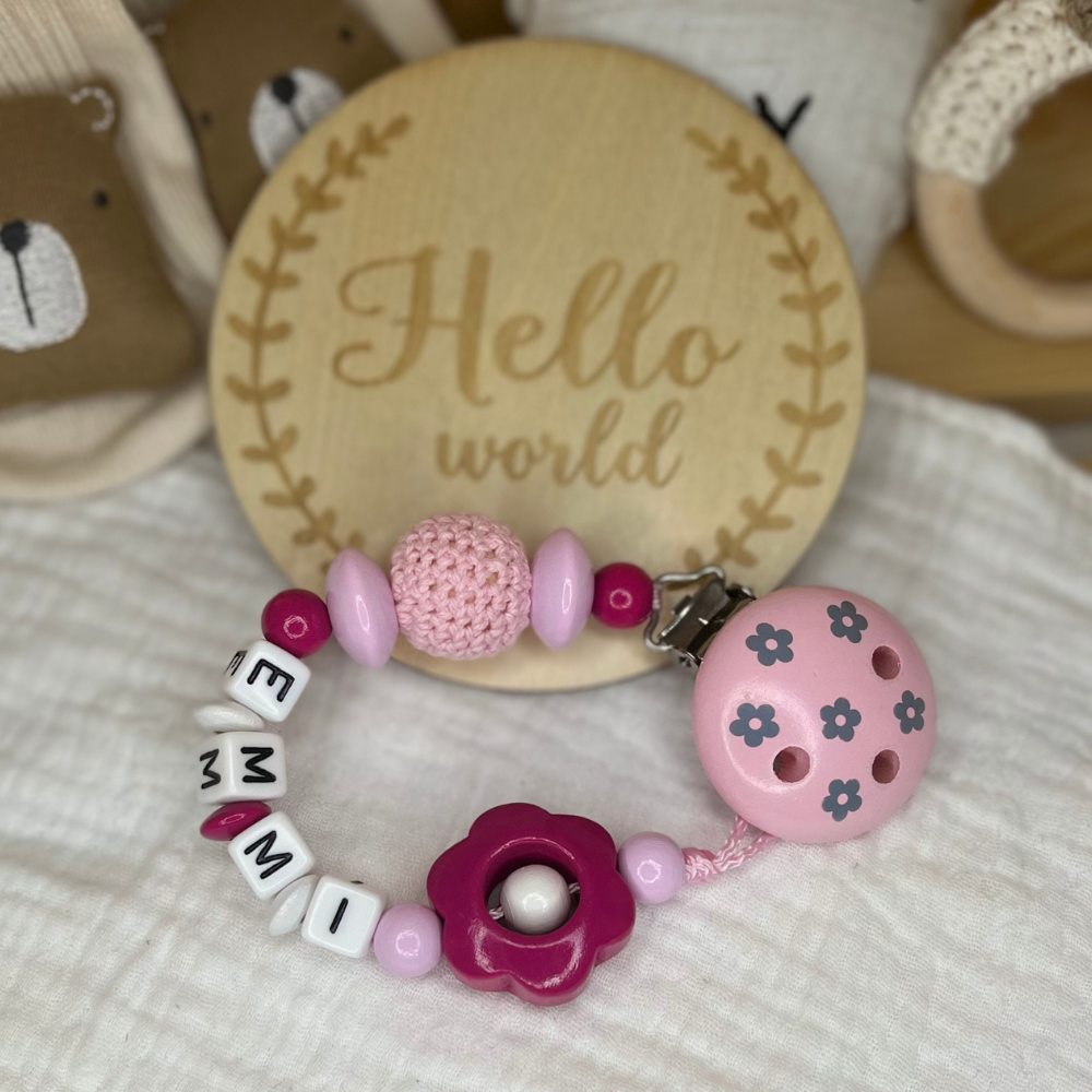 Schnullerkette - Rosa | Pink | Blümchen