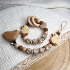 3er Set – Personalisierte Schnullerkette, Greifling & Kinderwagenkette - Mädchen Junge