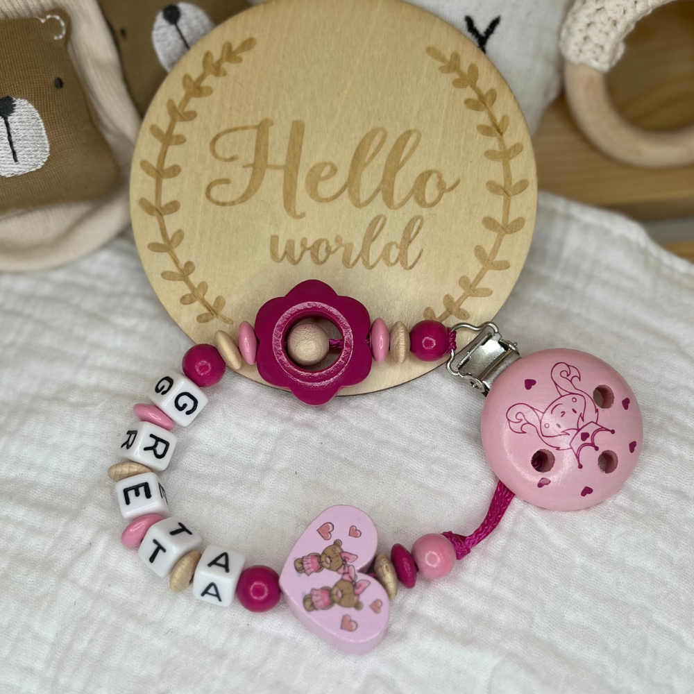 Schnullerkette - Rosa | Pink | Blümchen | Herz