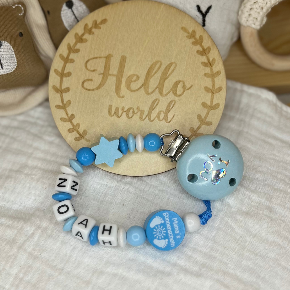 Schnullerkette - Blau | Weiß | Mamas Sonnenschein