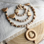 3er Set – Personalisierte Schnullerkette, Greifling & Kinderwagenkette - Mädchen Junge