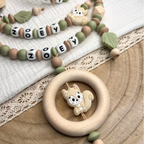 3er Set – Personalisierte Schnullerkette, Greifling & Kinderwagenkette - Mädchen Junge