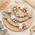 Set Greifling Schnullerkette mit Namen Ein bisschen Mama und Papa Junge Natur