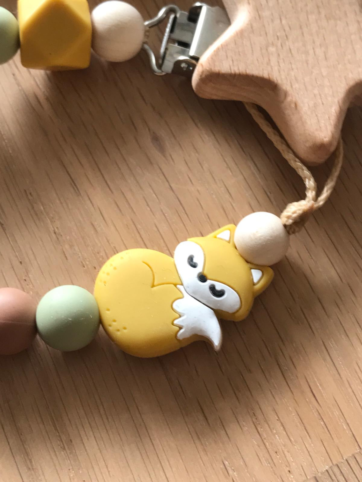 Kopie von Schnullerkette mit Namen Fuchs Geschenk Geburt Taufe Babyparty