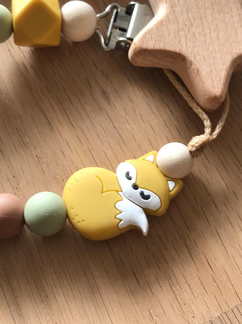 Schnullerkette mit Namen Fuchs Geschenk Geburt Taufe Babyparty