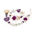 Set Greifling Schnullerkette mit Namen Ein bisschen Mama und Papa Violet Natur