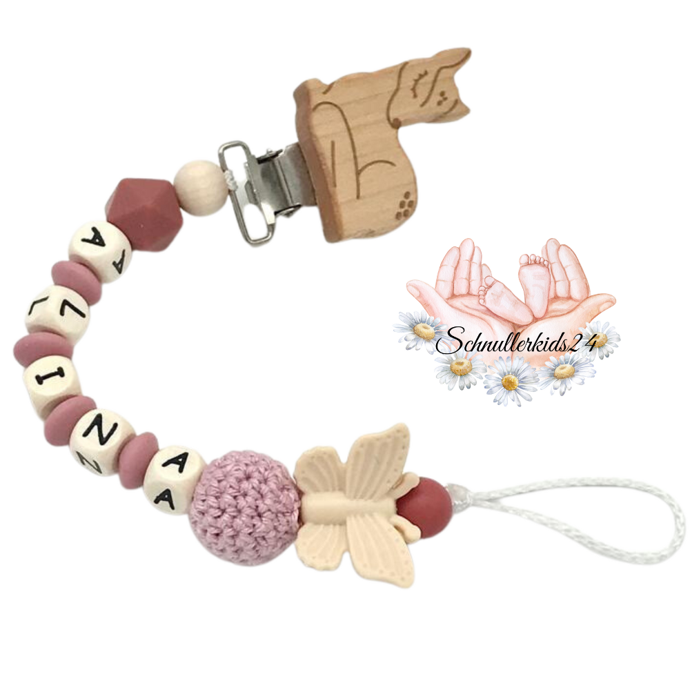 Schnullerkette mit Namen Geschenk zur Geburt Taufe Babyparty Geburtstag