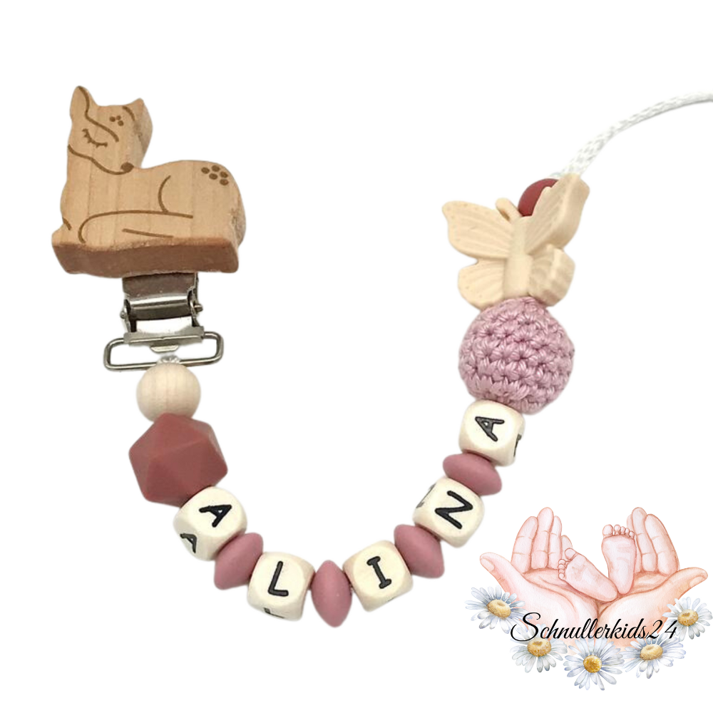 Schnullerkette mit Namen Geschenk zur Geburt Taufe Babyparty Geburtstag