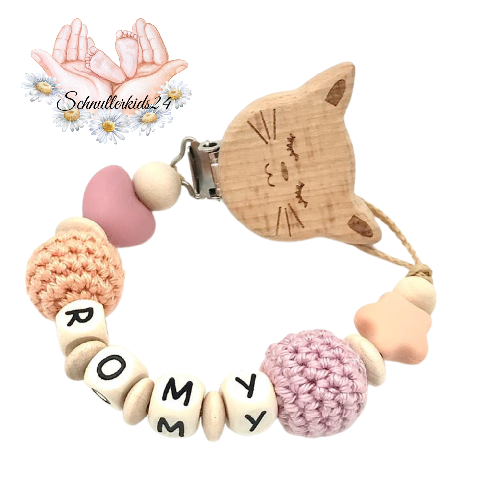 Schnullerkette mit Namen Mädchen Geschenk zur Geburt