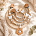 Baby Geschenkeset mit Namen | Schnullerkette, Greifling & Kinderwagenkette | Personalisiertes Babygeschenk zur Geburt & Taufe