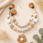 Baby Geschenkeset mit Namen | Schnullerkette, Greifling & Kinderwagenkette | Personalisiertes Babygeschenk zur Geburt & Taufe