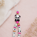 Schnullerkette mit Namen personalisiert – Panda für Mädchen  | Geschenk zur Geburt, Taufe & Babyparty