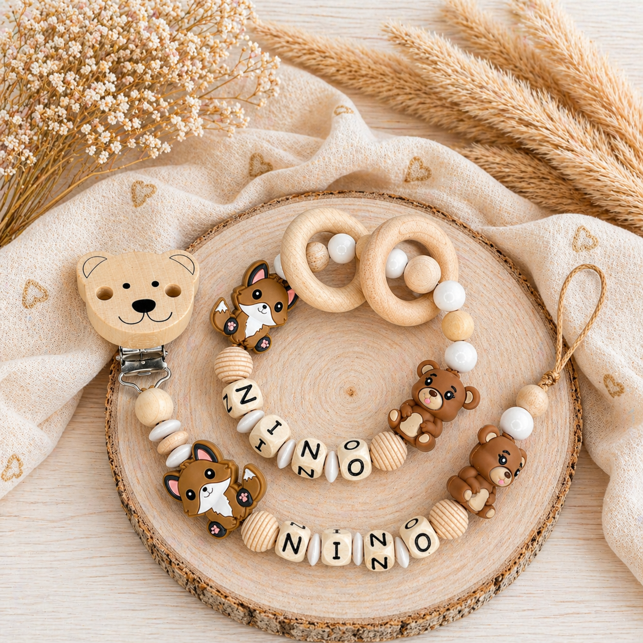 Personalisierte Schnullerkette mit Namen – Baby Geschenk
