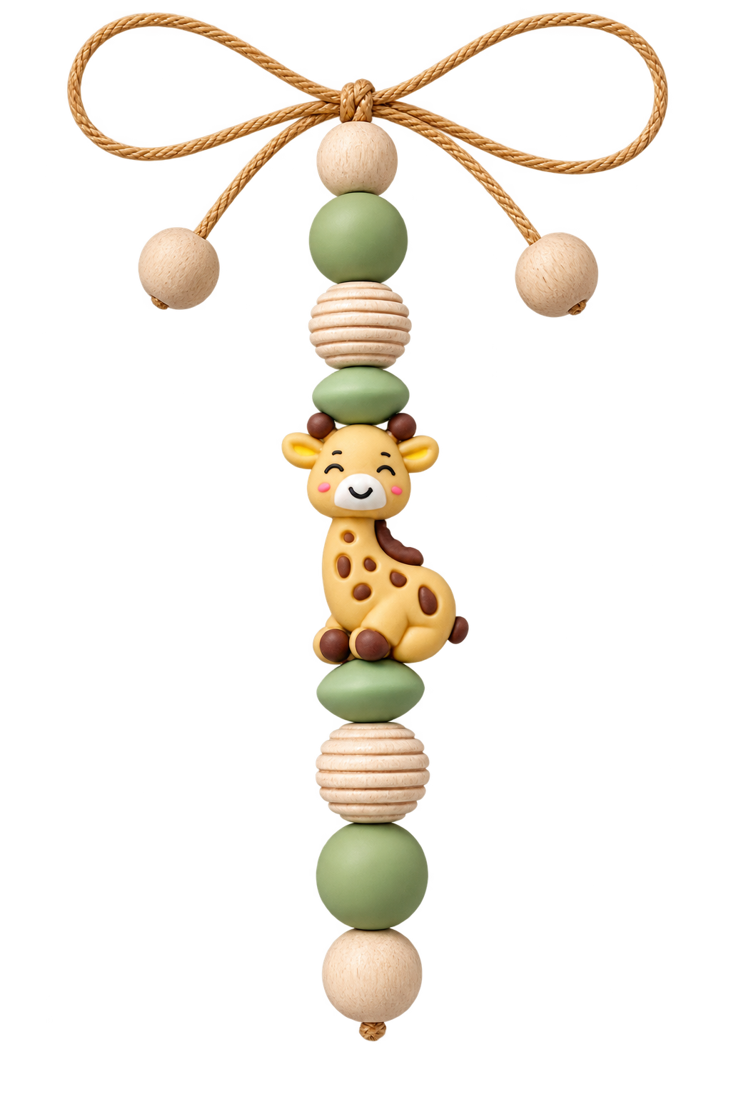 Babyschalenanhänger mit süßer Giraffe – Grün & Naturholz - Babygeschenk