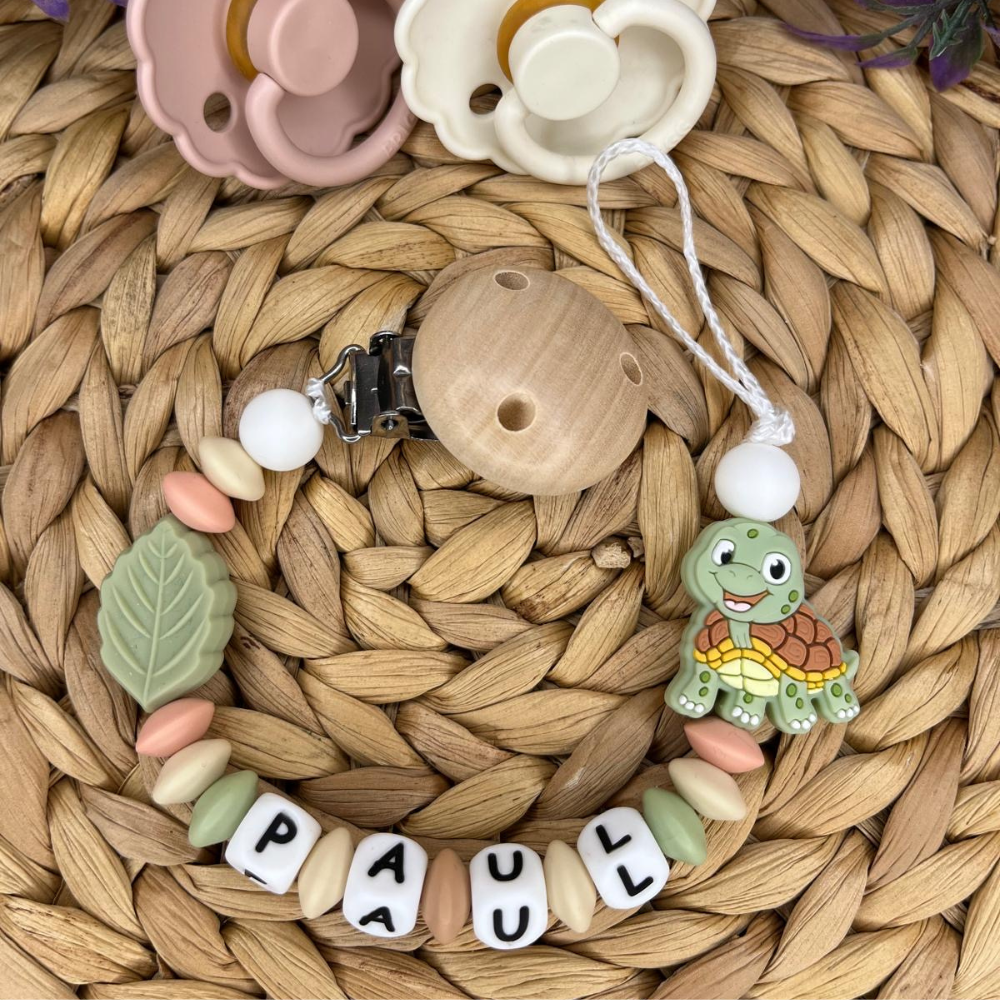 Schnullerkette mit Namen | Mädchen | Junge | Schildkröte | Babygeschenk