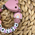 Schnullerkette mit Namen | Nuckelkette personalisiert | Schnullerhalter | Regenbogen | Geschenk Geburt  Rainbow