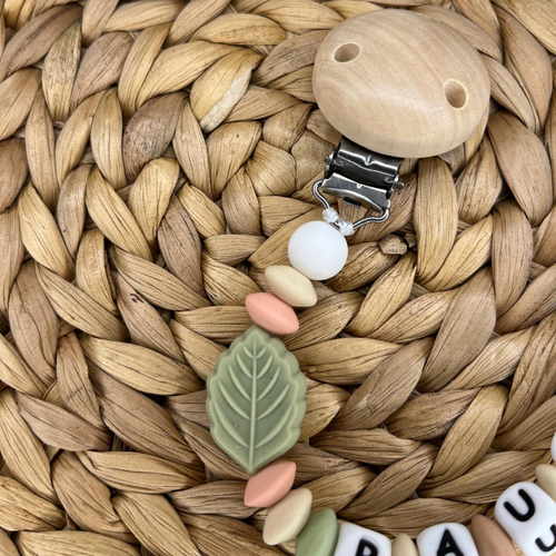 Schnullerkette für Mädchen & Jungen - Schildkröte - apricot beige  grün