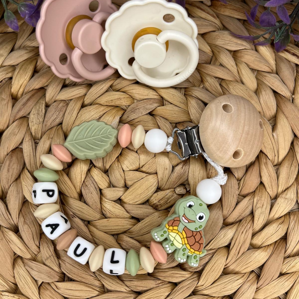 Schnullerkette mit Namen | Mädchen | Junge | Schildkröte | Babygeschenk