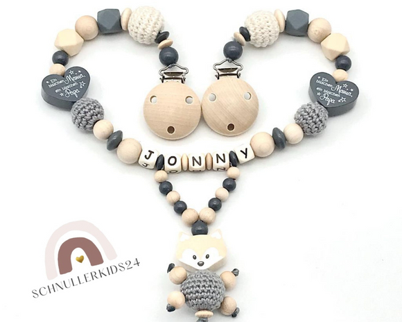 Kinderwagenkette, Wagenkette mit Namen, Ein bisschen Mama und Papa, Geschenk zur Geburt, Babygeschenk