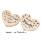 Schnullerkette mit Namen Fuchs Herz mit Spruch, Ein bisschen Mama, ein bisschen Papa und ganz viel Wunder, Geschenk zur