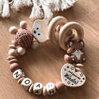 Zauberhaftes Geschenke Set für Jungen und Mädchen mit Namen bestehend aus Schnullerkette & Greifling