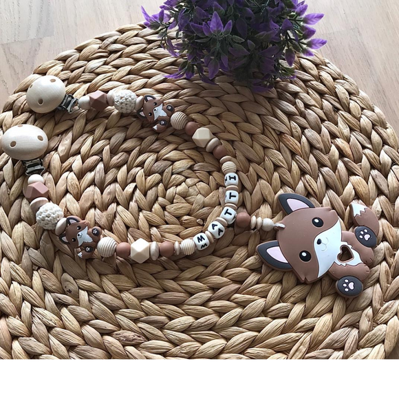Kinderwagenkette Wagenkette mit Namen personalisiert Fuchs Kinderwagenzubehör