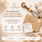 Schnullerkette mit Namen personalisiert – Eichhörnchen für Mädchen & Jungen | Geschenk zur Geburt, Taufe & Babyparty