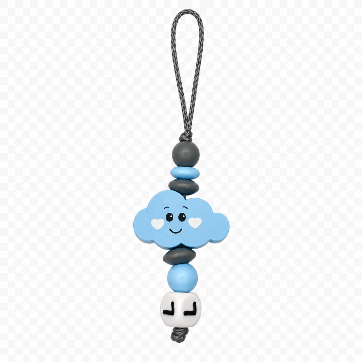 Schnullerkette mit Namen für Jungen | personalisiert | Fuchs Wolke | Blau Grau | Geschenk Geburt