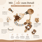 Personalisierte Schnullerkette mit Namen – Fuchs – für Mädchen & Jungen
