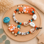 2teiliges Sparset - Schnullerkette + Greifling - Orange/Blau + Fuchs