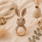 Gehäkelte Babyrassel Hase - Beige/Braun