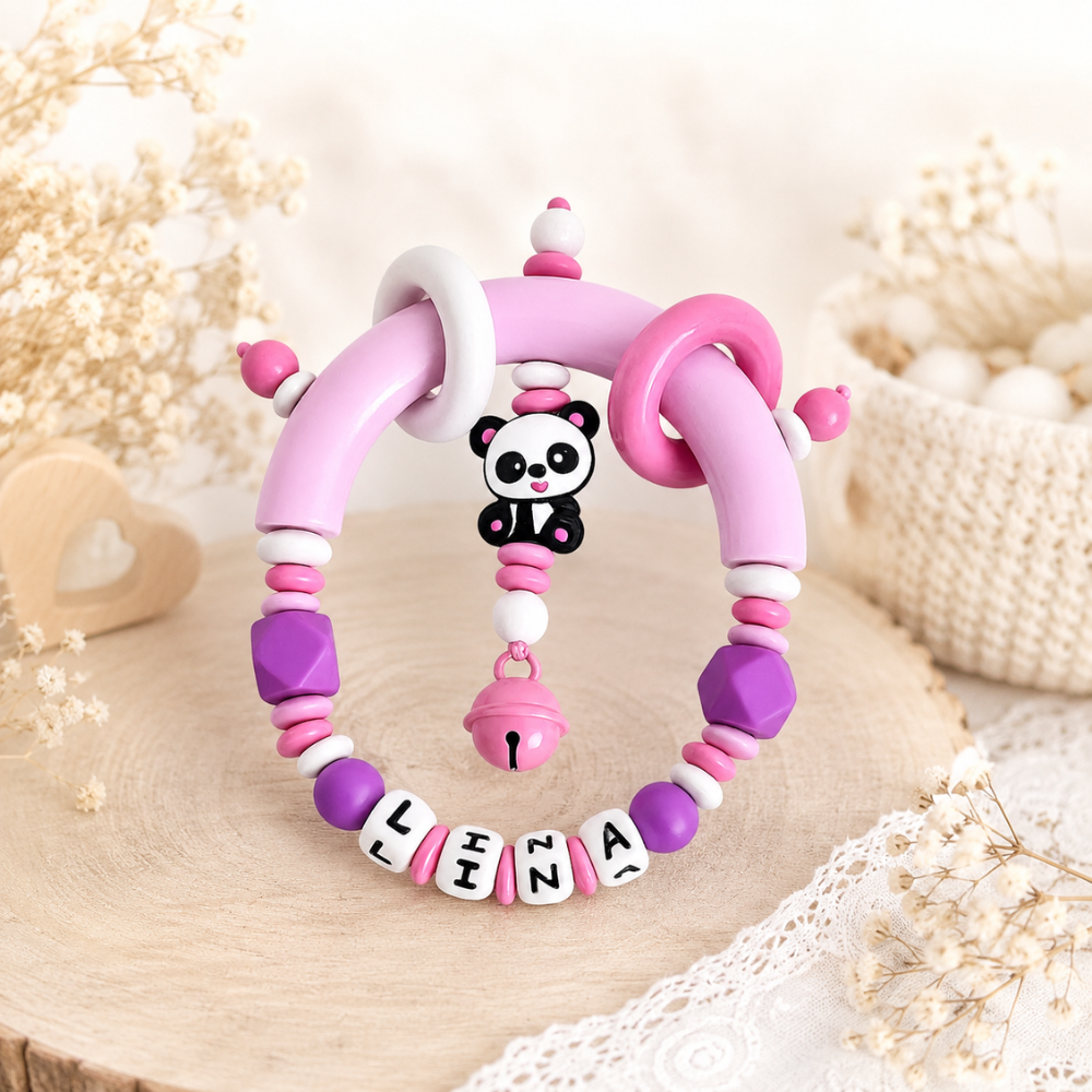 Schnullerkette & Greifling mit Namen - personalisiert - Baby Mädchen - Geschenk