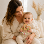 Greifling mit Namen personalisiert Baby Mädchen Herzdesign Geschenk
