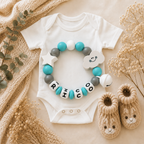 3er Babyset mit Namen – Wolke & Sterne in Türkis Mint