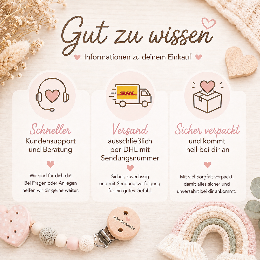Schnullerkette & Greifling mit Namen - personalisiert - Baby Mädchen - Geschenk