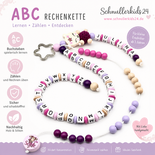 Personalisierte Rechenkette mit Namen – ABC Geschenk Einschulung