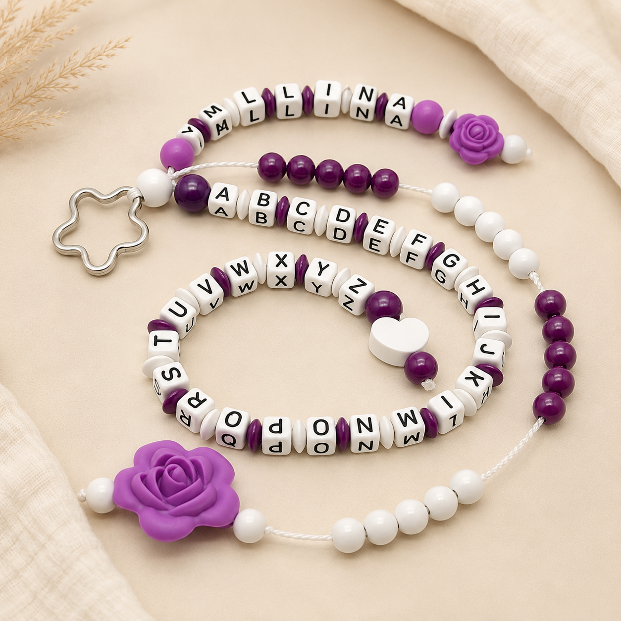 Rechenkette mit Namen Mädchen ABC Kette Zählkette Einschulung Schulkind Rechenwurm