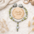Kinderwagenkette - Fuchs | Herz | Olivegrün & Grau