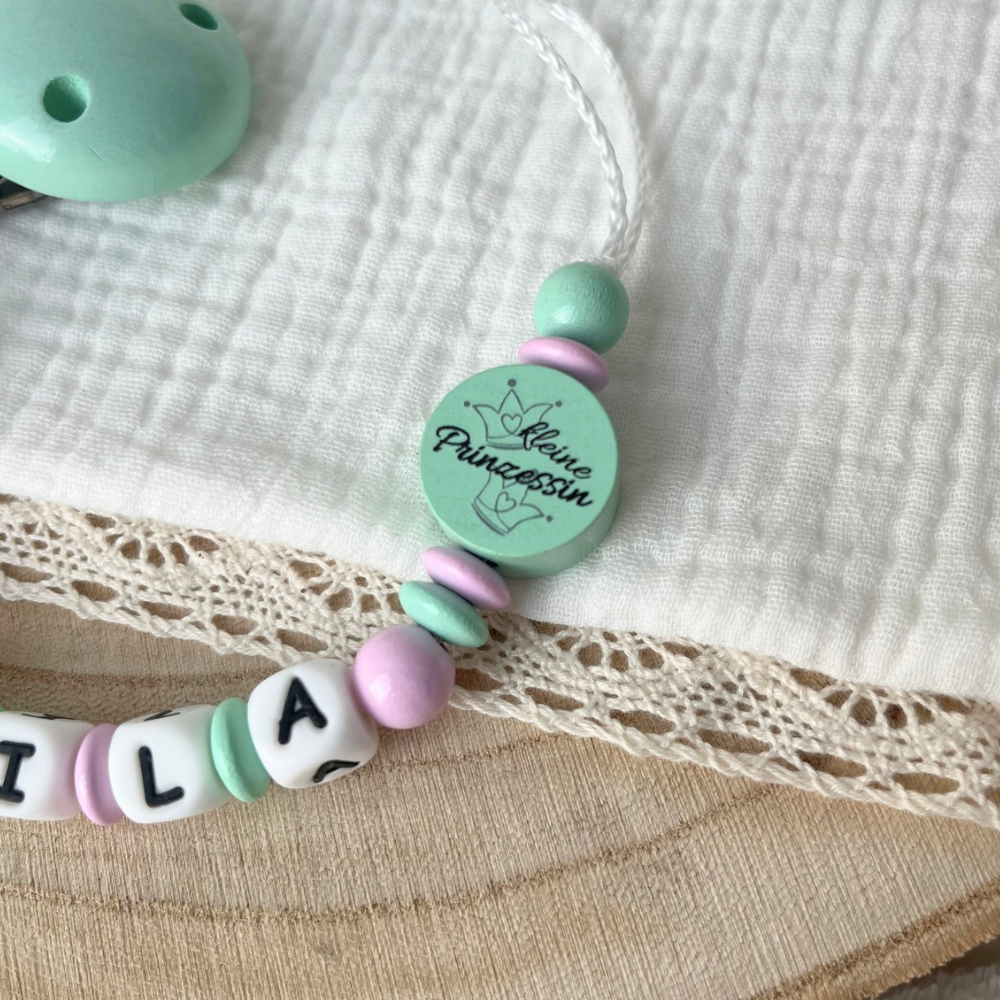 Schnullerkette mit Namen Kleine Prinzessin - Baby Mädchen - Babygeschenk