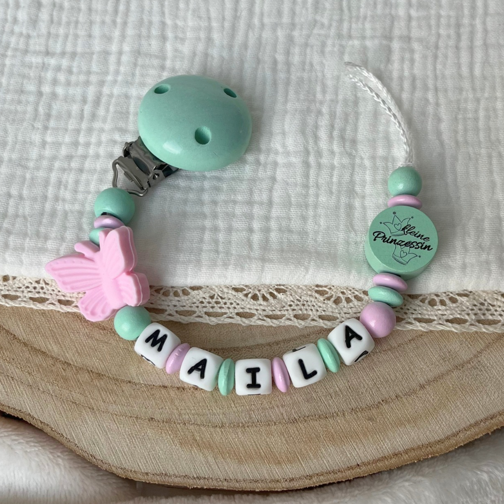 Schnullerkette mit Namen Kleine Prinzessin - Baby Mädchen - Babygeschenk