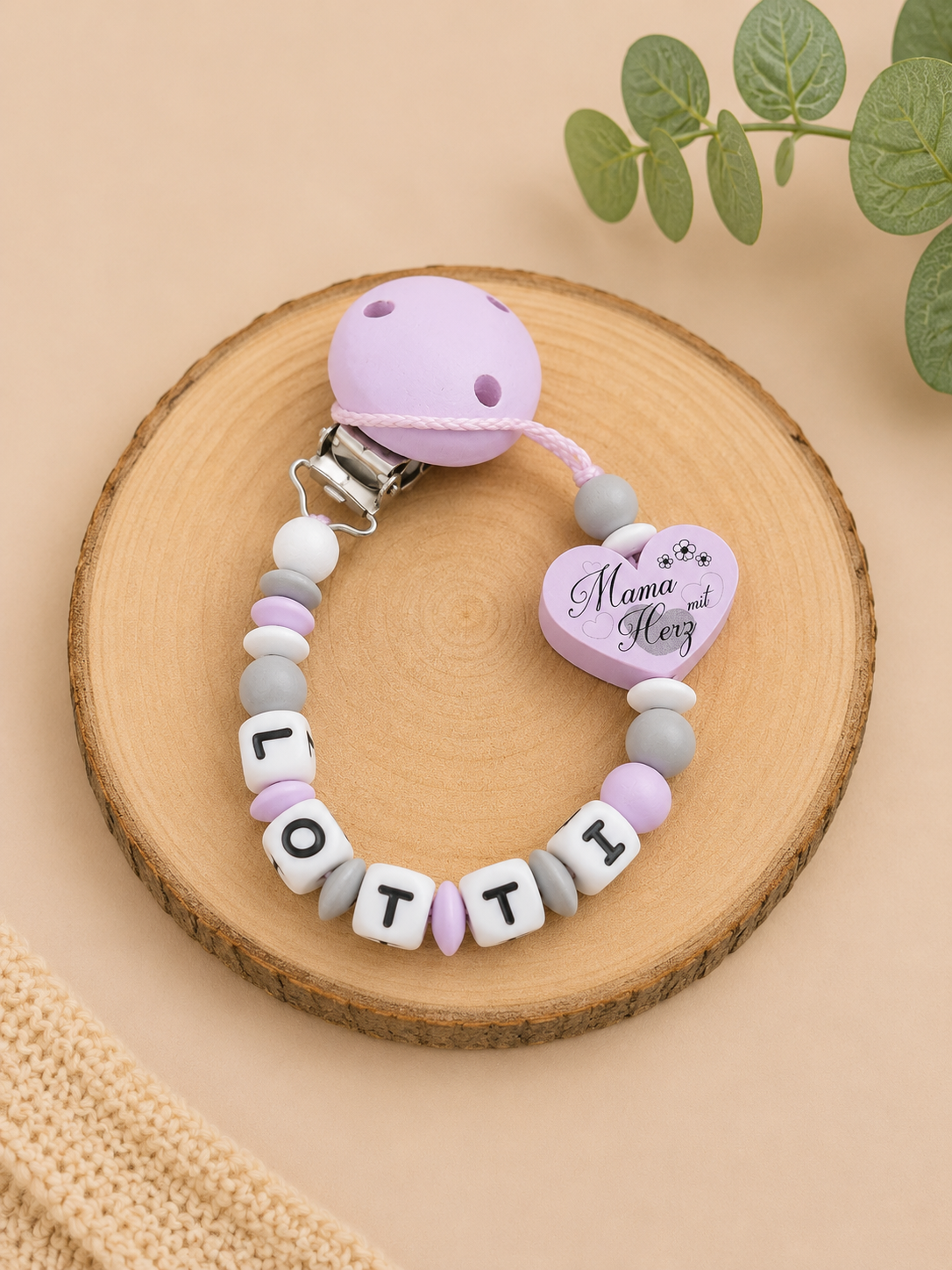 Schnullerkette | Mama mit Herz