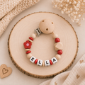Personalisierte Schnullerkette | Blümchen in rot