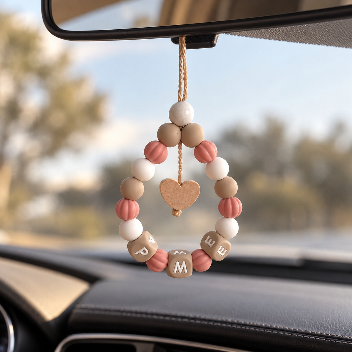 Autospiegelanhänger personalisiert - Herzchen