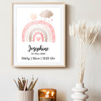 Geburtsposter - Regenbogen Rosa