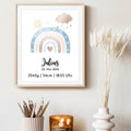 Geburtsposter - Regenbogen Blau
